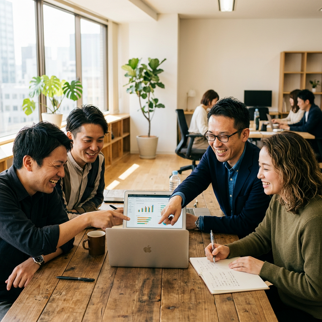 チームで成果を共有しながら実戦で学ぶOJTプログラムの様子